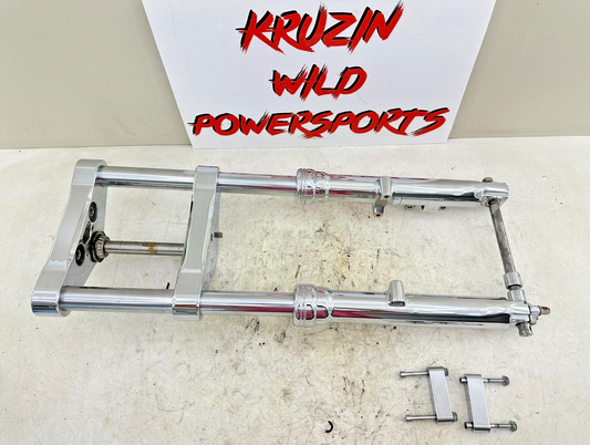2002 HARLEY DYNA LOW RIDER 41mm Front Forks Wide Glide Chrome Lowers+Triple Tree