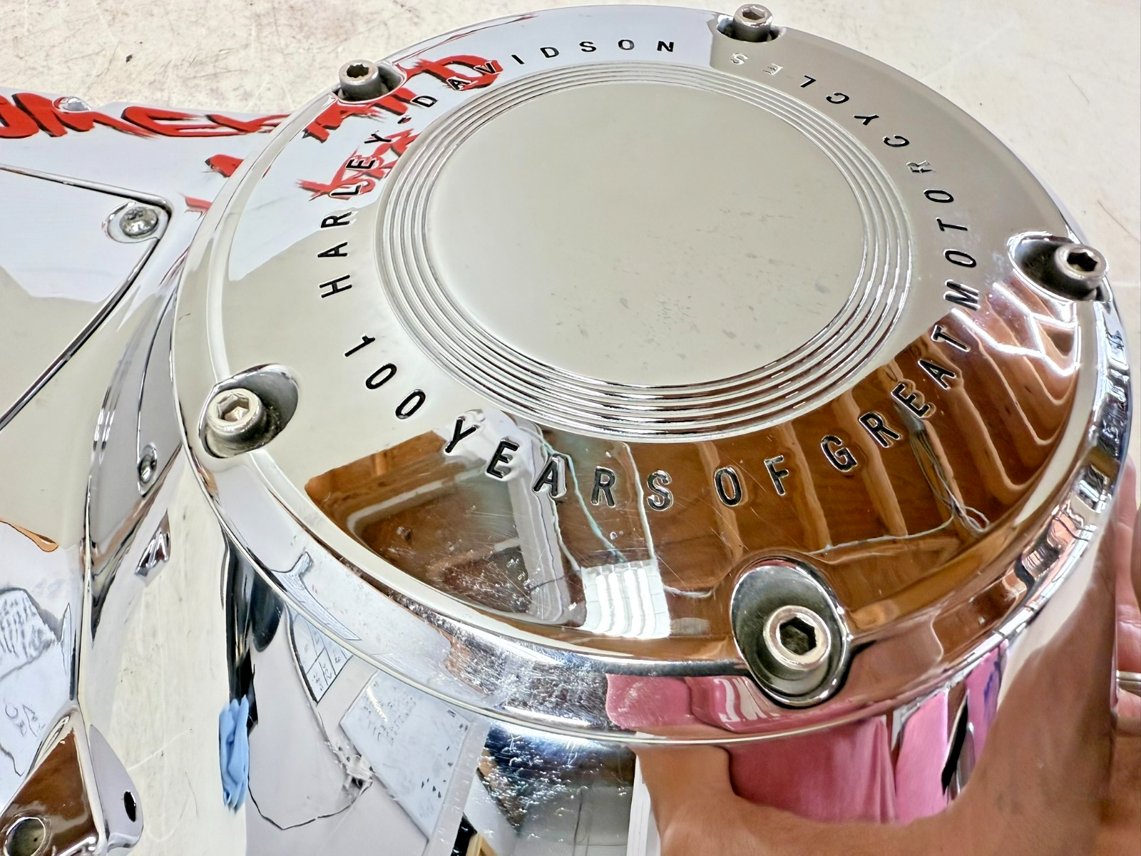 2003 HARLEY ELECTRA GLIDE Outer Primary Clutch Chrome Cover 100 Anniversary