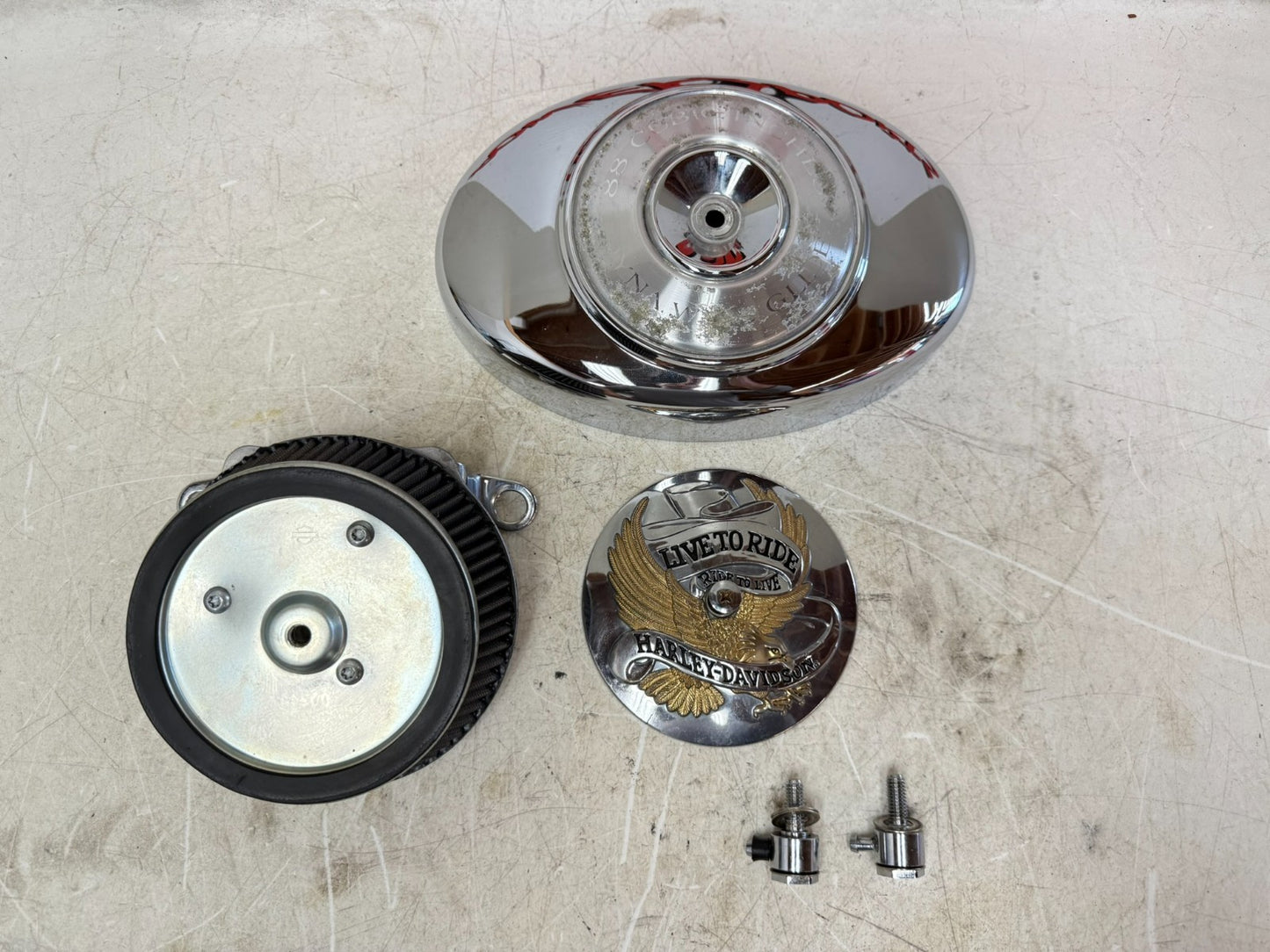 2003 HARLEY DYNA WIDE GLIDE Air Filter Cover Housing Backing Plate LIVE TO RIDE