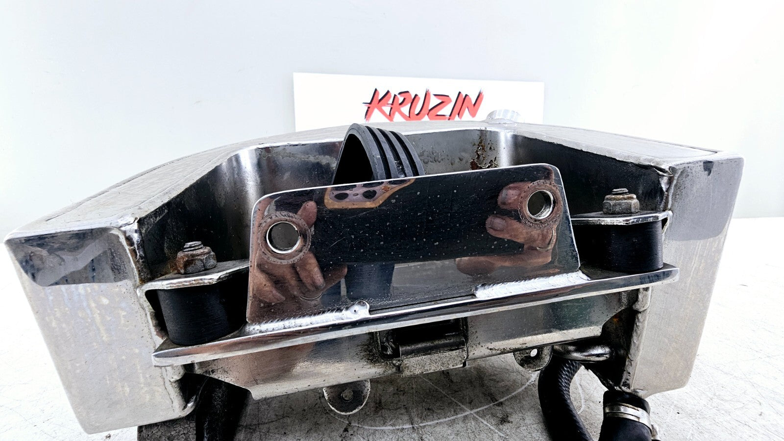 1988 HARLEY SOFTAIL Chrome Oil Tank Sac Sack Bag Battery Tray