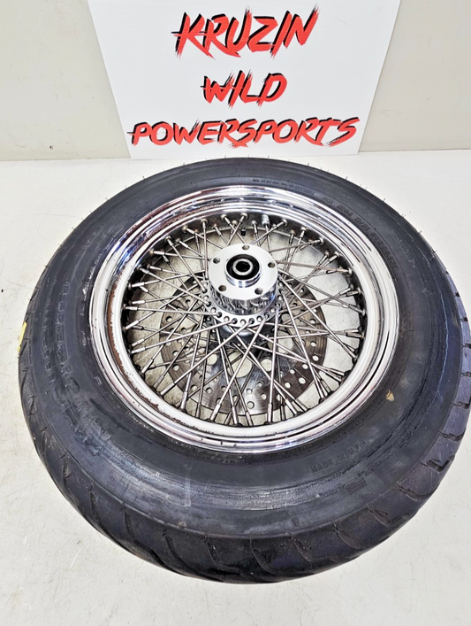 1988 HARLEY SOFTAIL 16x3 Rear Wheel Rim Tire Spoked Laced Brake Rotor