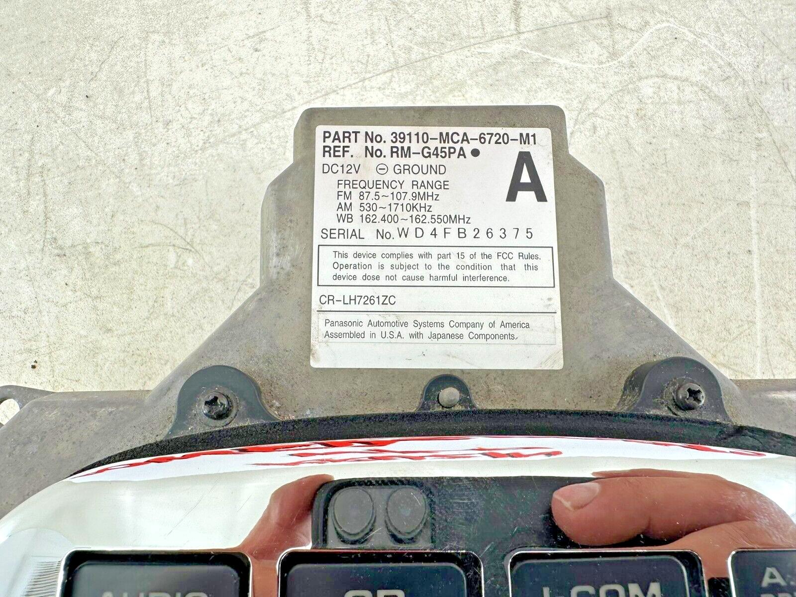 2004 Honda Goldwing GL1800 AM FM Stereo Radio Head Unit 39110-MCA-6720-M1