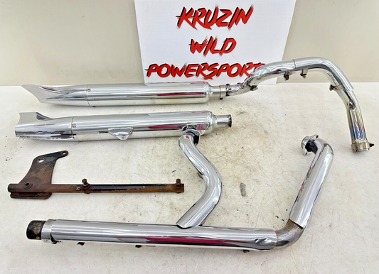 1995 HARLEY SOFTAIL Chrome Fish Tail Dual Exhaust System Header Muffler