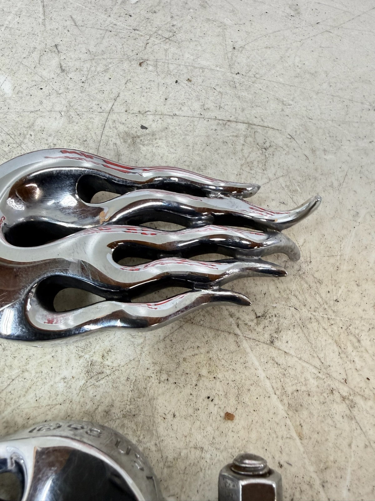 1993 HARLEY DYNA Wide Glide Chrome Flame Front Rear Foot Pegs Foot Rest
