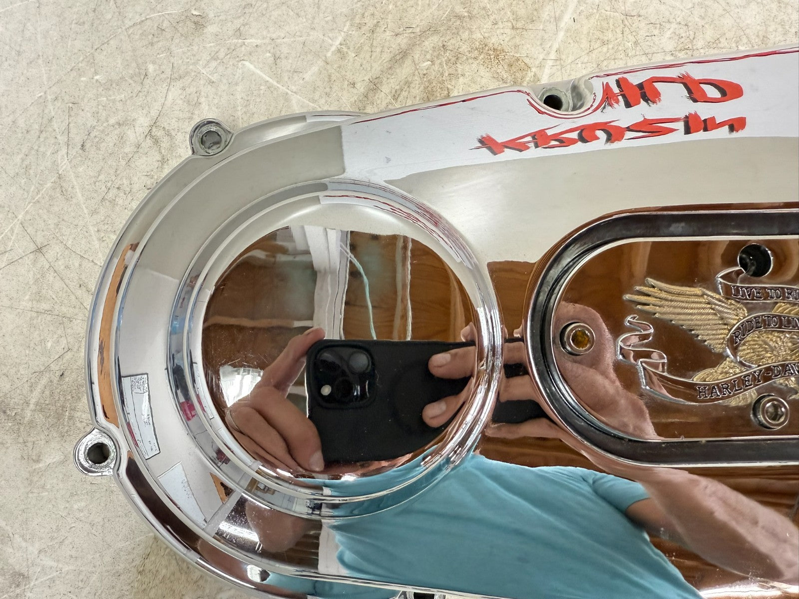2003 HARLEY DYNA WIDE GLIDE Outer Primary Clutch Chrome Cover Live To Ride NICE!