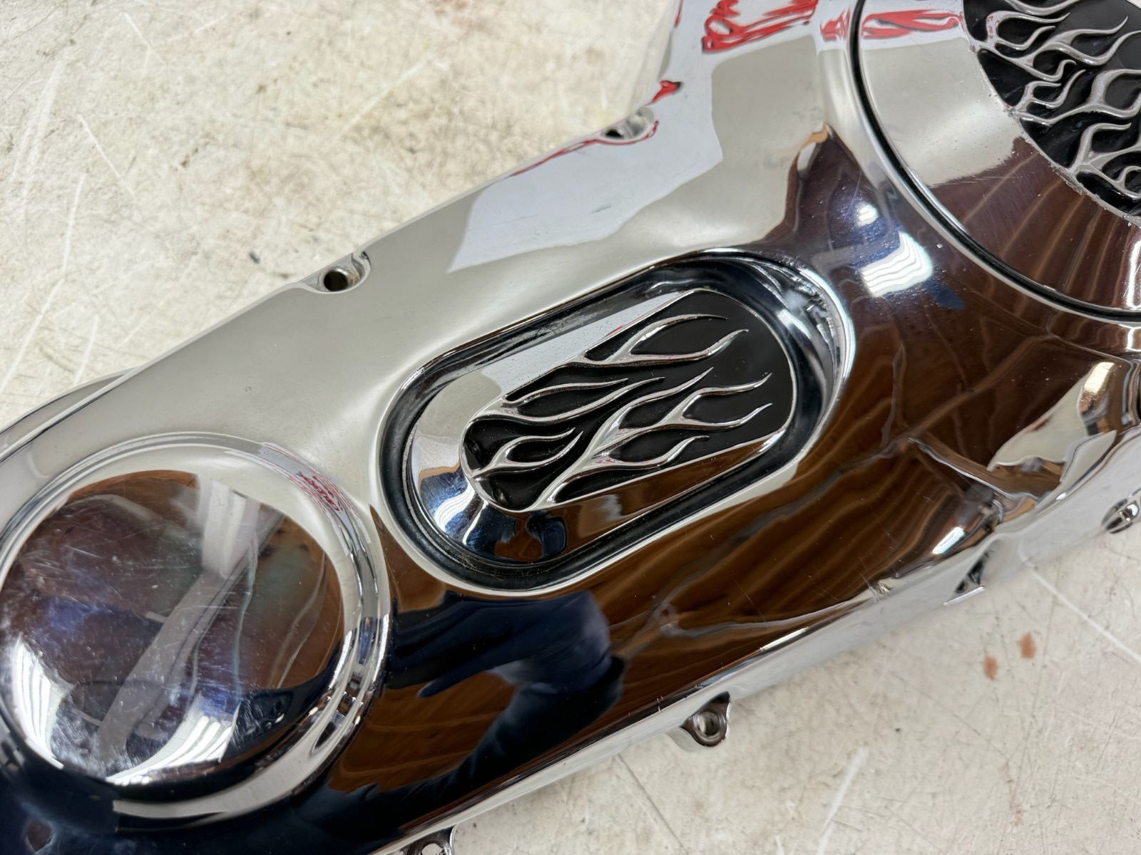 1993 HARLEY DYNA Wide Glide Outer Primary Clutch Chrome Flame Cover