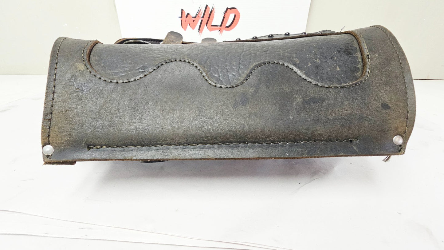 1995 HARLEY SOFTAIL FATBOY OEM Leather Studded Saddlebags Bags Rails Pair