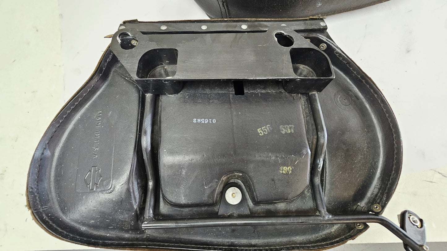 1995 HARLEY SOFTAIL FATBOY OEM Leather Studded Saddlebags Bags Rails Pair