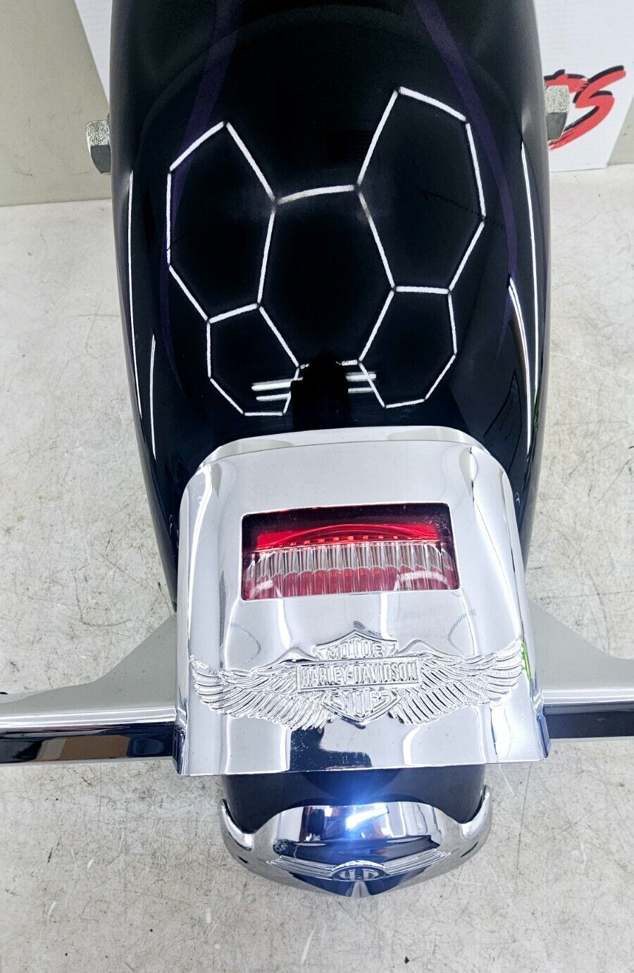 1998 HARLEY FLH ROADKING Rear Fender Brake Turn BLACK PURPLE FLAME OEM HD PAINT