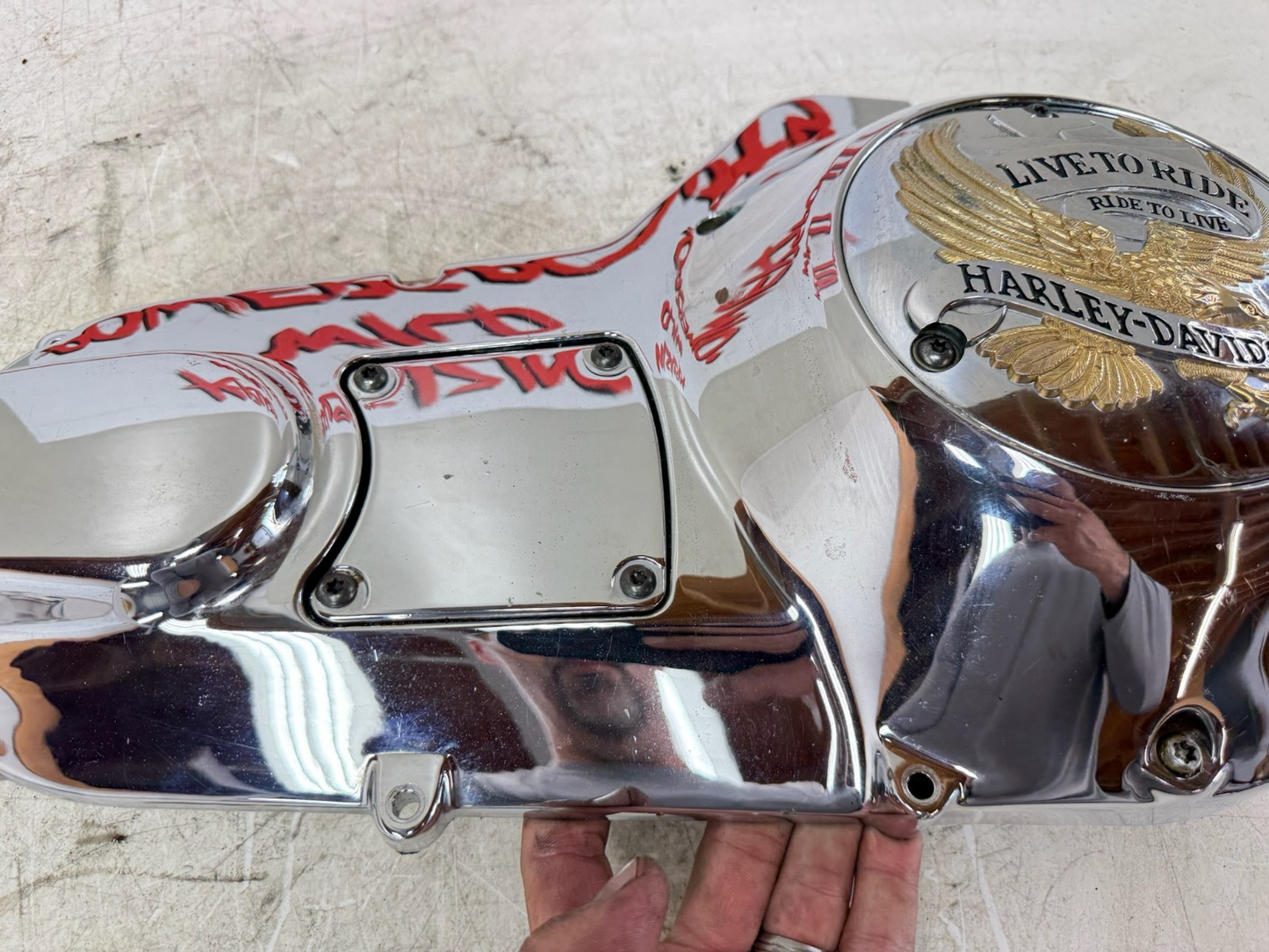 1995 HARLEY FLH ELECTRA GLIDE Outer Primary Clutch Cover Housing Live To Ride