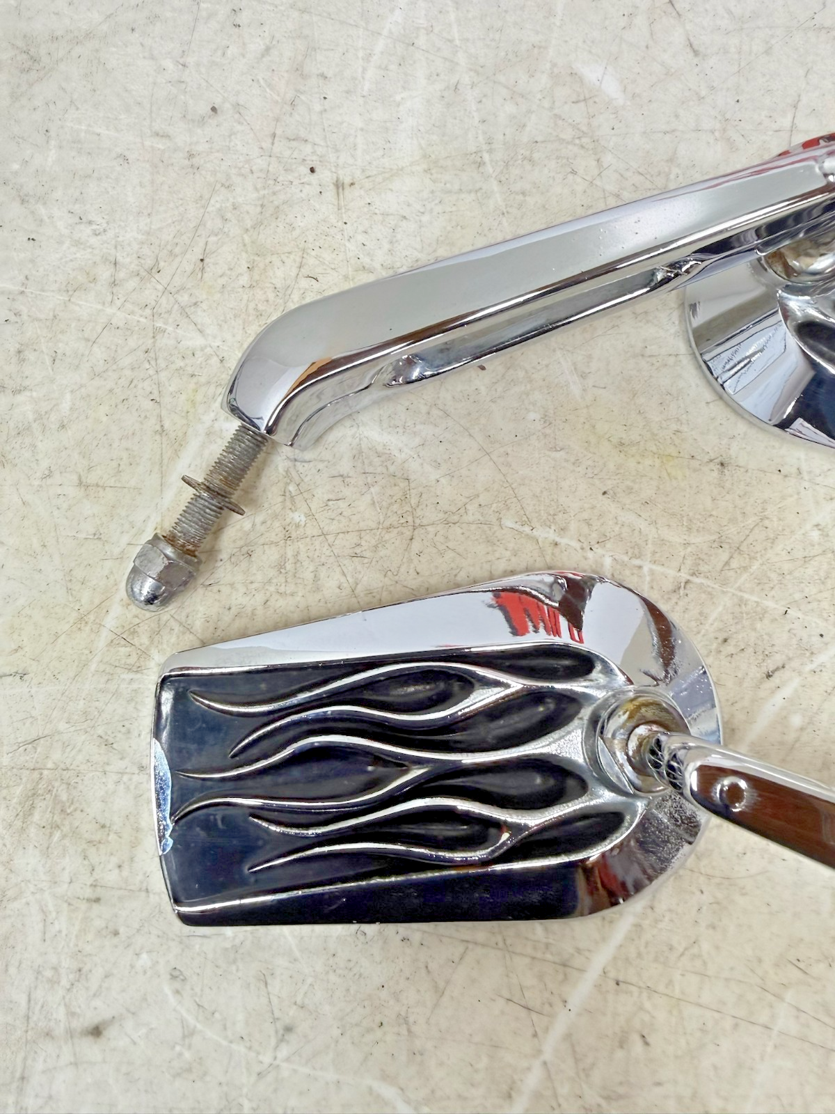 1993 HARLEY DYNA Wide Glide Chrome Flame Mirrors Left Right Inferno Mirror