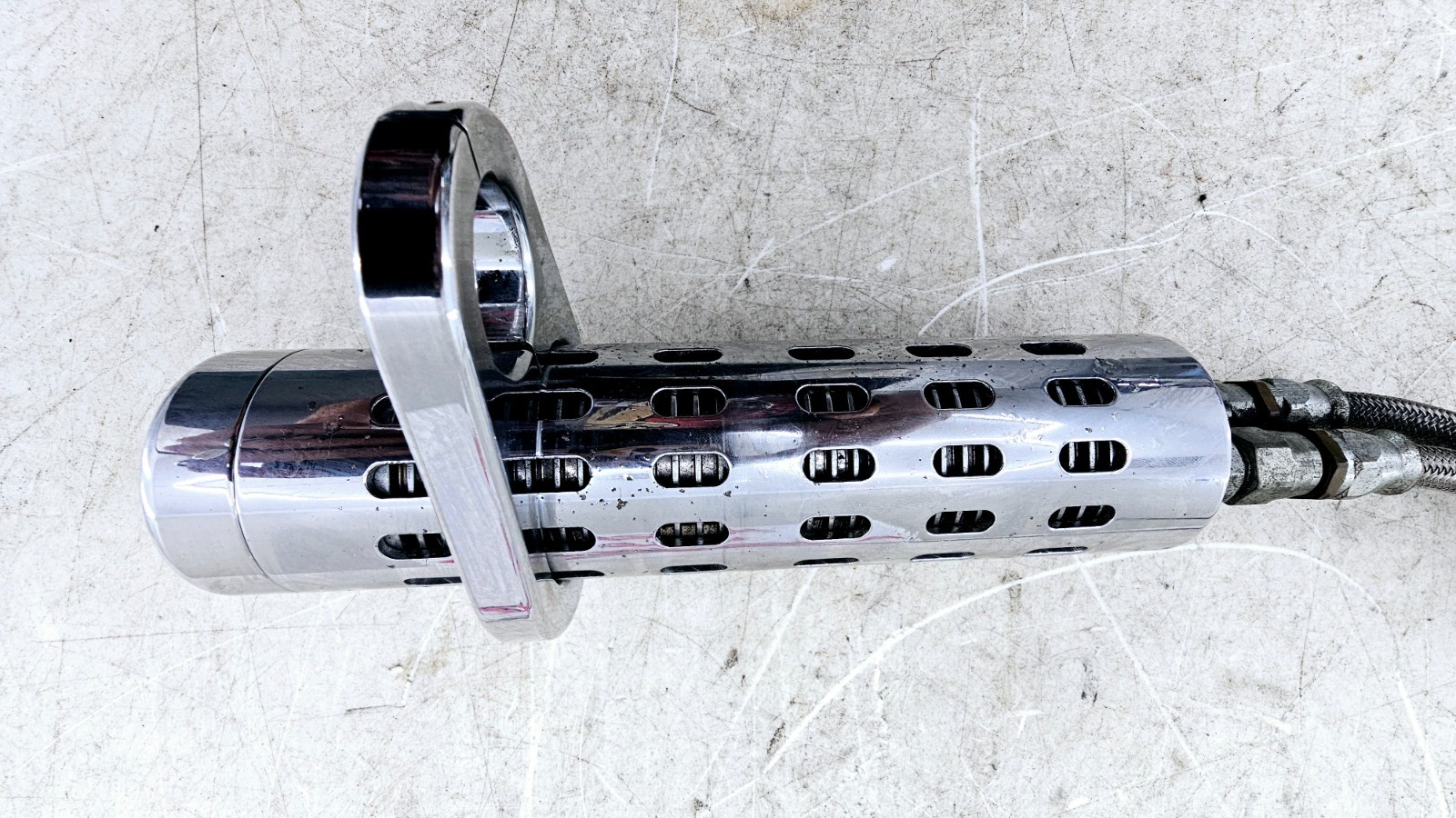 1988 HARLEY SOFTAIL Oil Cooler  Frame Tube Chrome Clamp w/ Braided Hose