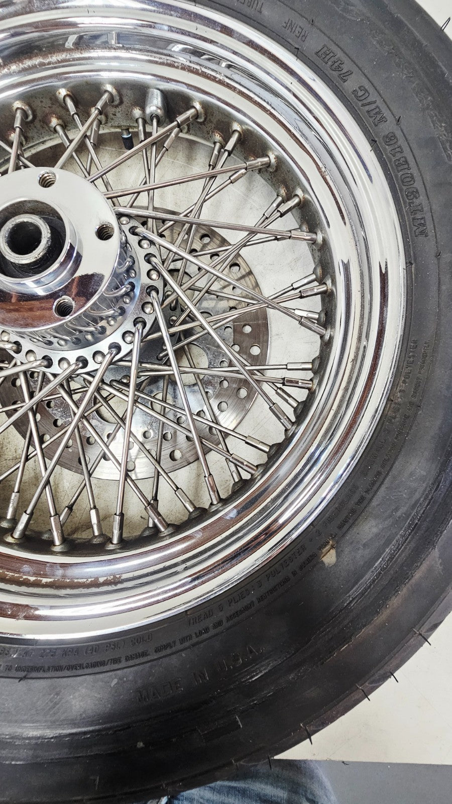 1988 HARLEY SOFTAIL 16x3 Rear Wheel Rim Tire Spoked Laced Brake Rotor