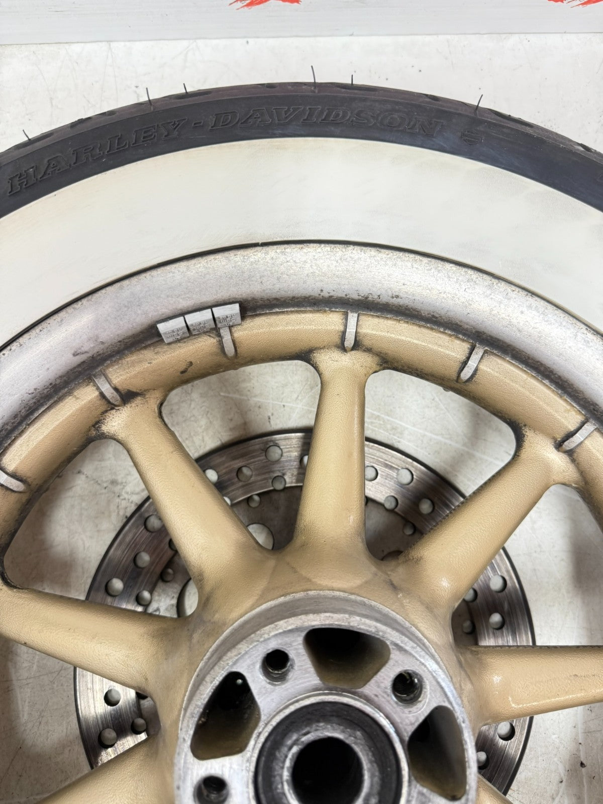 2003 HARLEY ELECTRA GLIDE 16" Rear Wheel Rim Tire Gold 100th Anniversary 9 Spoke