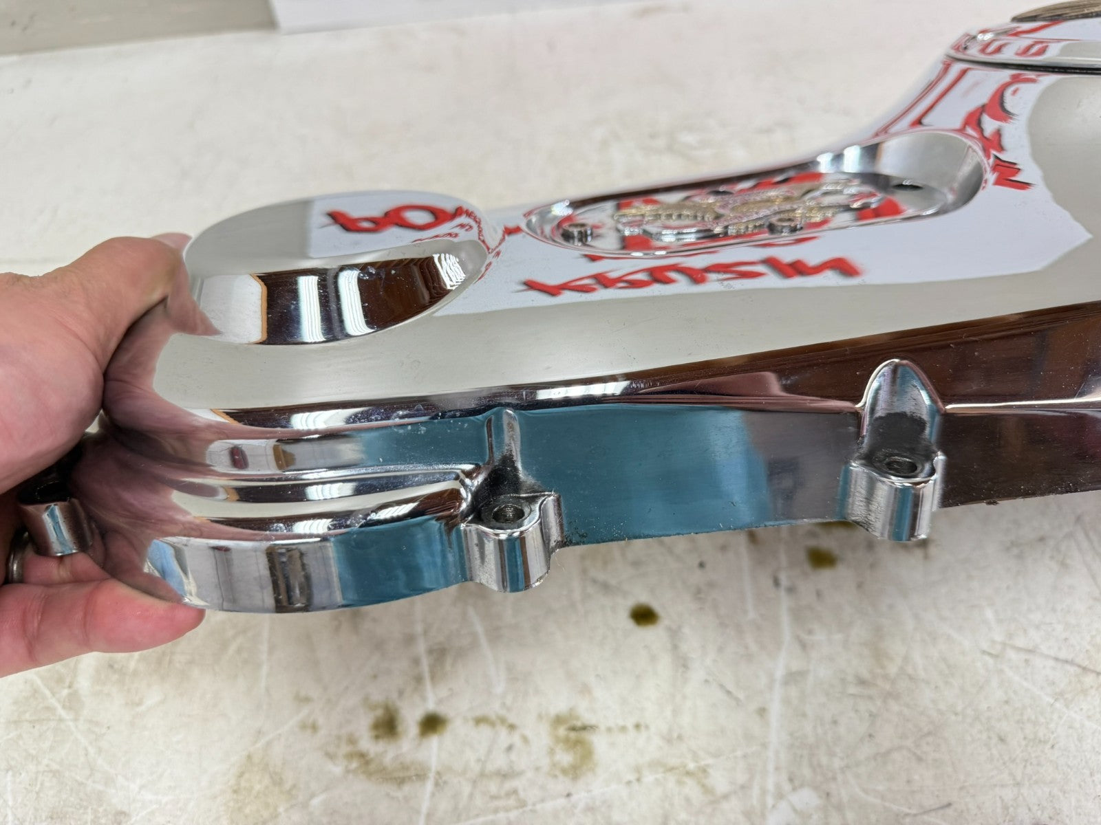 2003 HARLEY DYNA WIDE GLIDE Outer Primary Clutch Chrome Cover Live To Ride NICE!