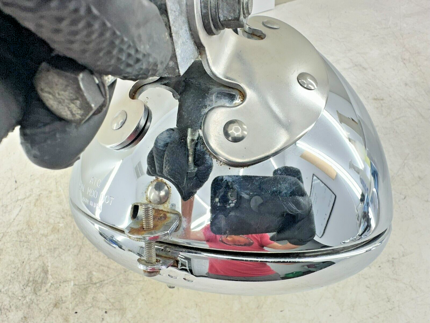 1995 HARLEY SOFTAIL OEM HD Chrome Headlight W/ Visor + MTG Bracket