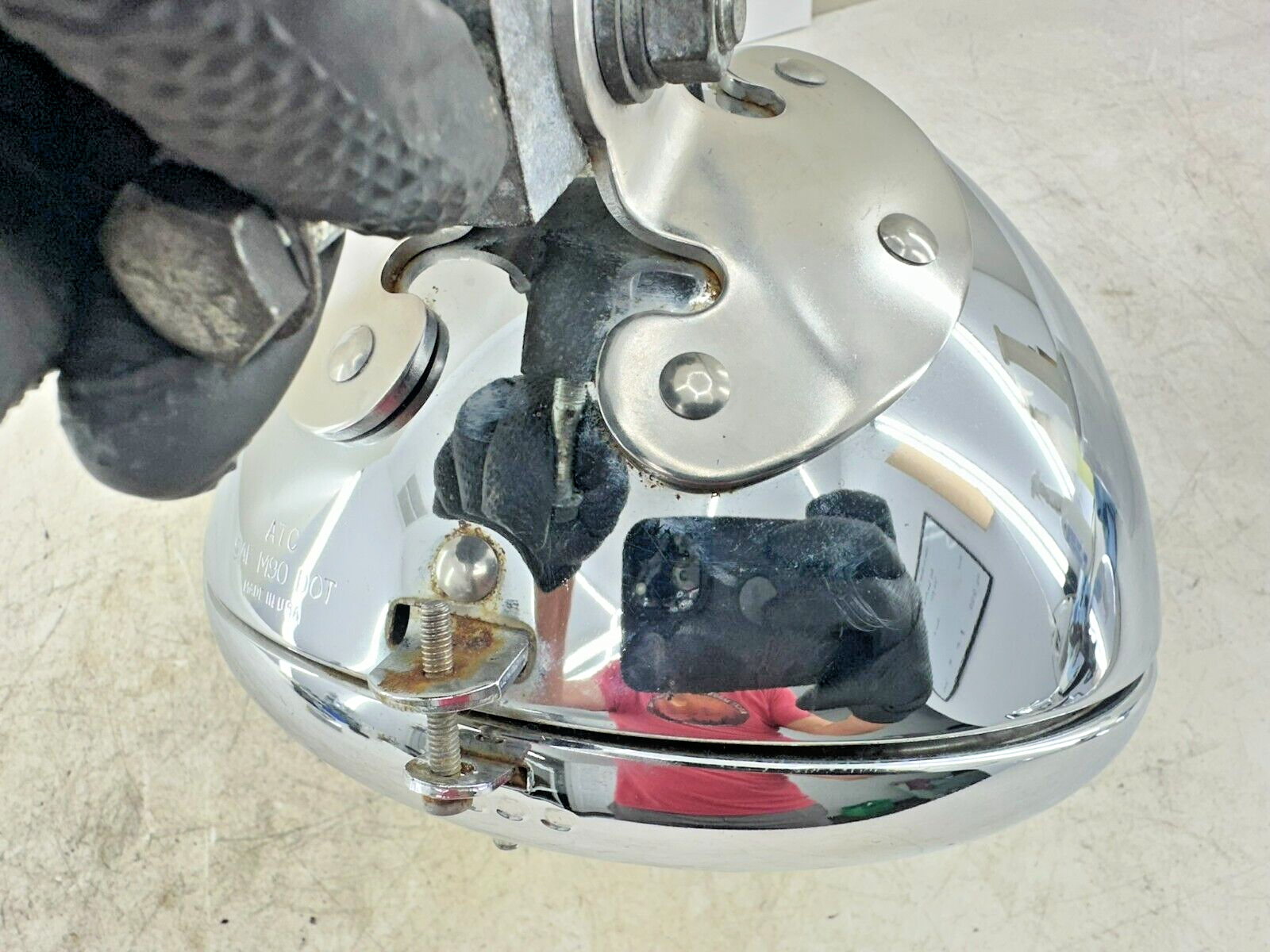 1995 HARLEY SOFTAIL OEM HD Chrome Headlight W/ Visor + MTG Bracket