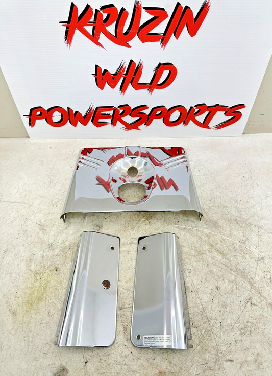 2002 HARLEY SOFTAIL Chrome Upper Fork Headlight Tin Ribbed Face Cover Kit