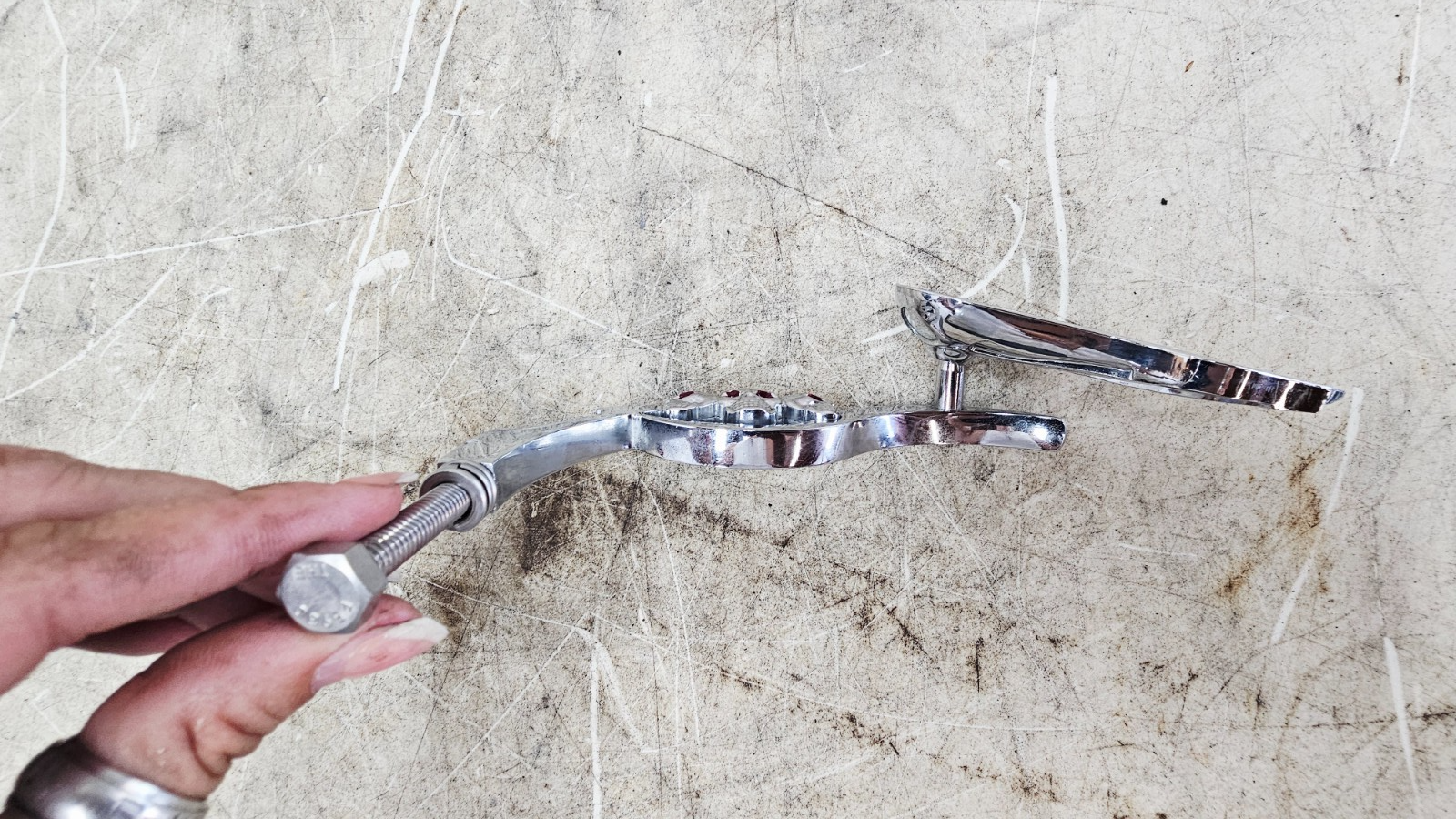 1996 HARLEY SOFTAIL Chrome Flame Skull Rearview Mirrors Mirror